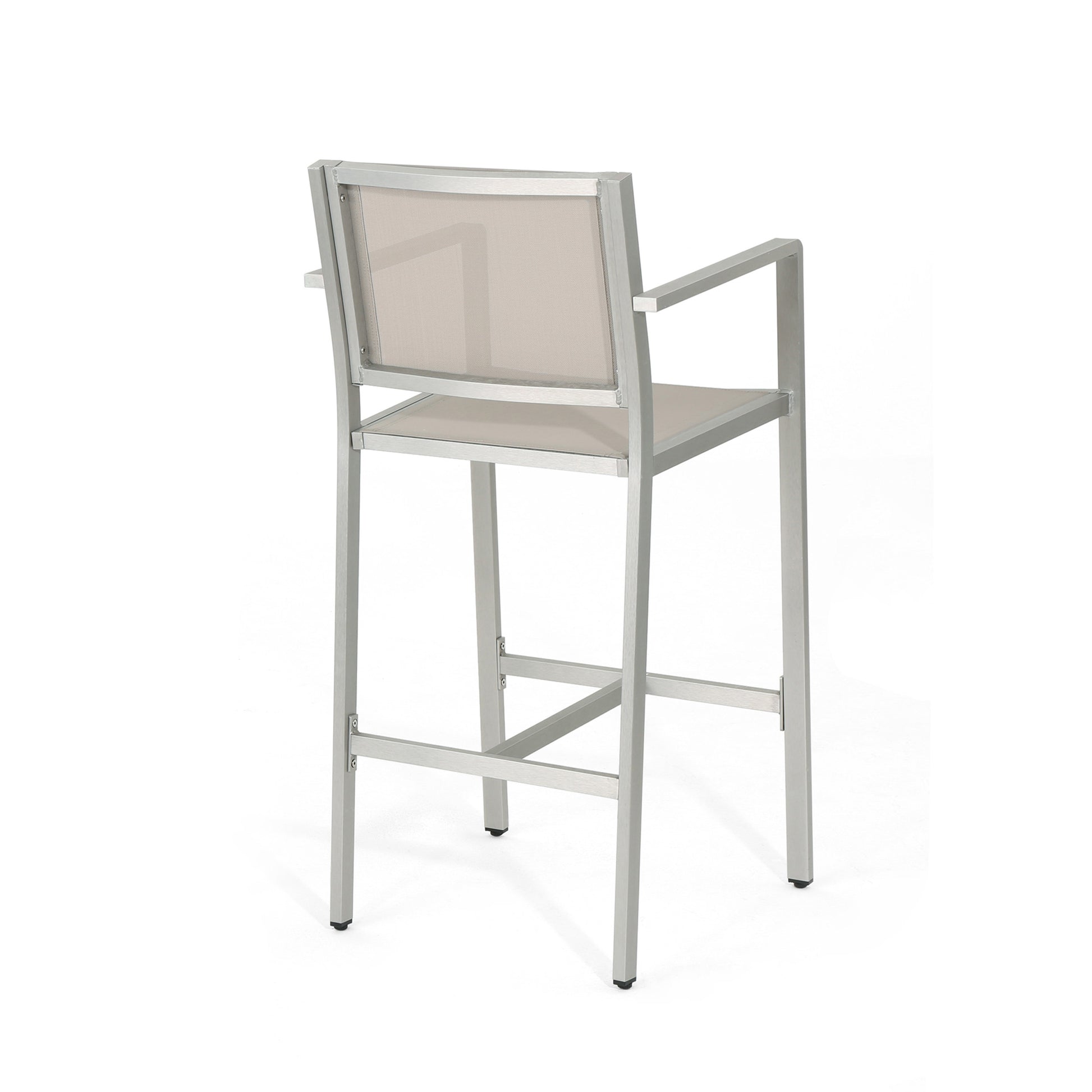Aluminium Bar Stool With Outdoor Mesh Silver Aluminium