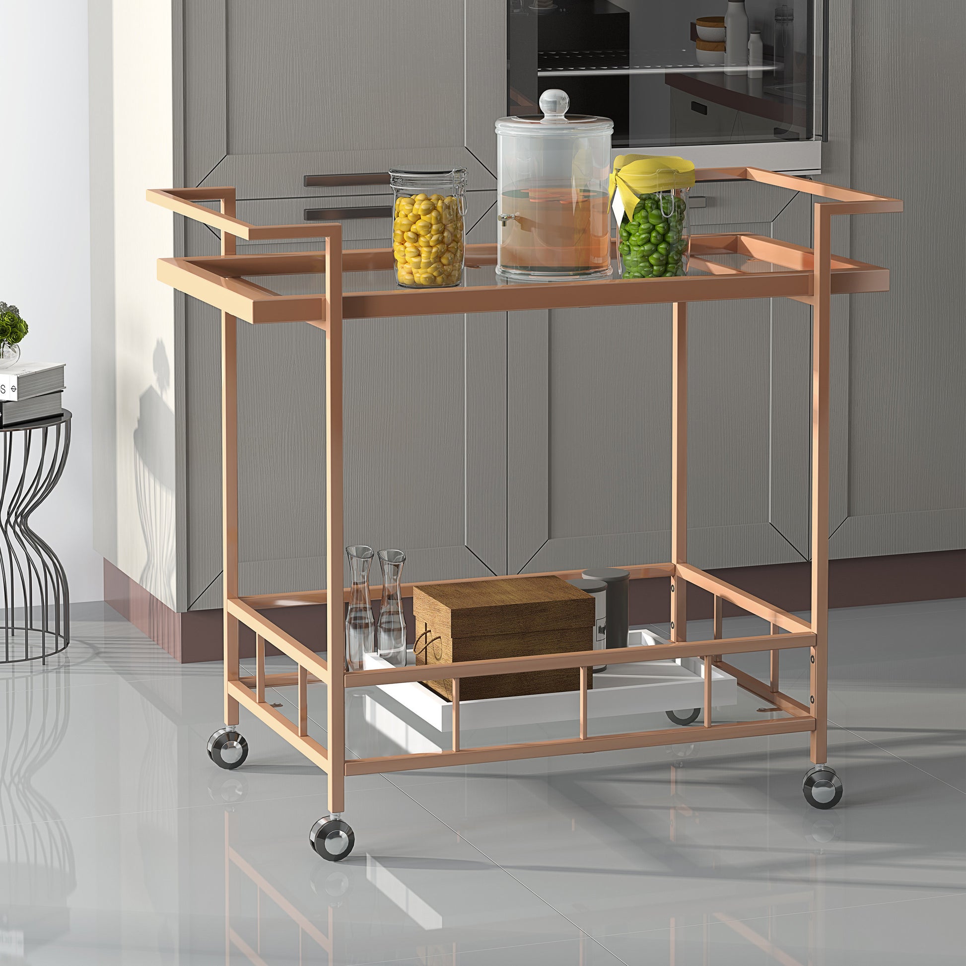 Selby Bar Cart - Rose Gold Iron