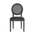 Dinning Chairs Mp2 Set Of 2 Grey Wood Fabric Rattan