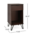 1 Drawer Tall End Table Walnut Mdf