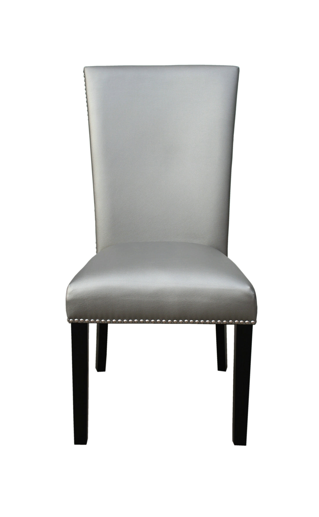 Camila Pu Dining Chair Set Of 2 Silver Silver White Faux Leather