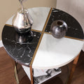 Cortinada Round Faux Marble End Table Black Iron