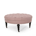 Ottoman With Caster Blush Fabric