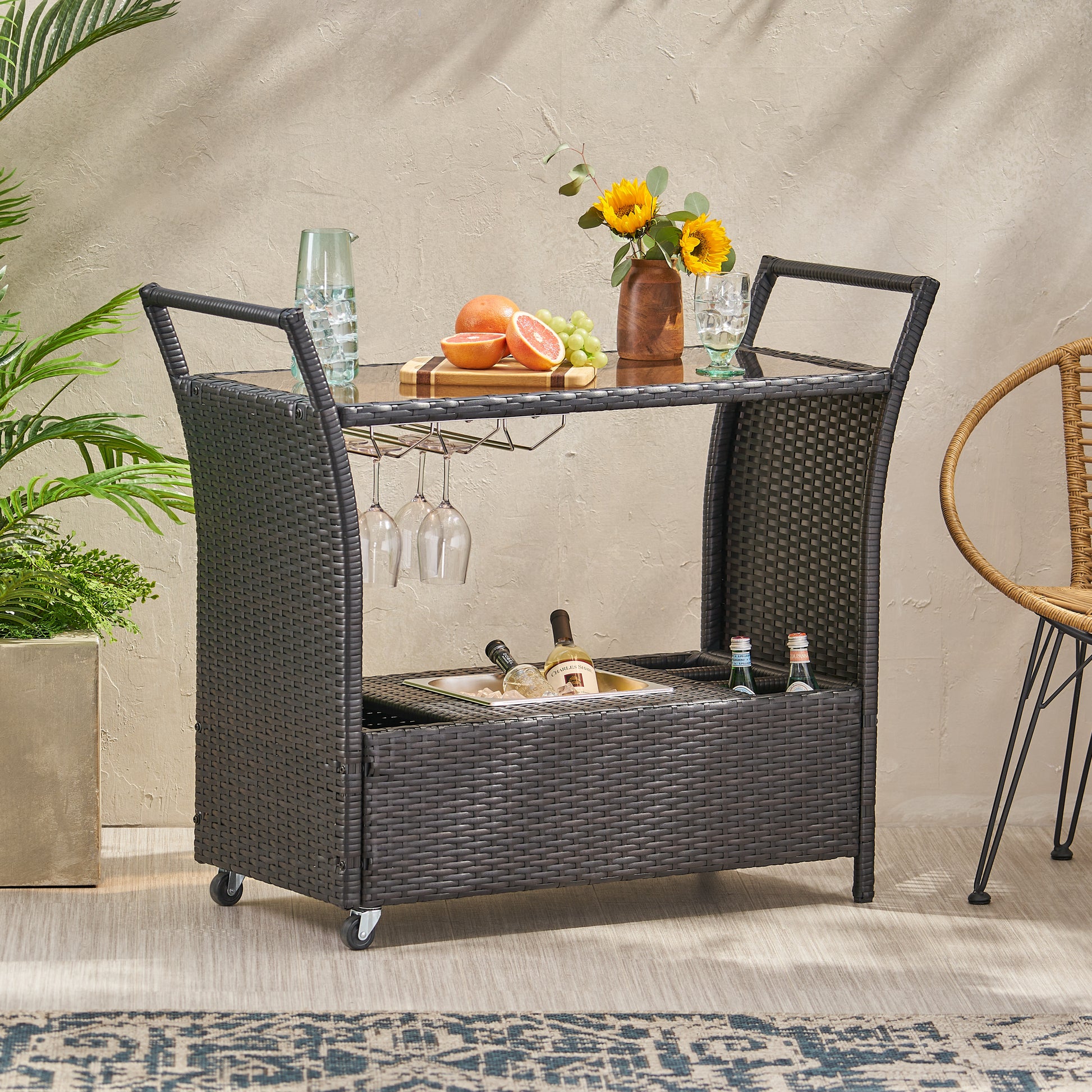 Bahama Pe Kd Bar Cart Brown Polyester