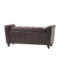 Alden Armed Storage Bench Brown Pu Leather