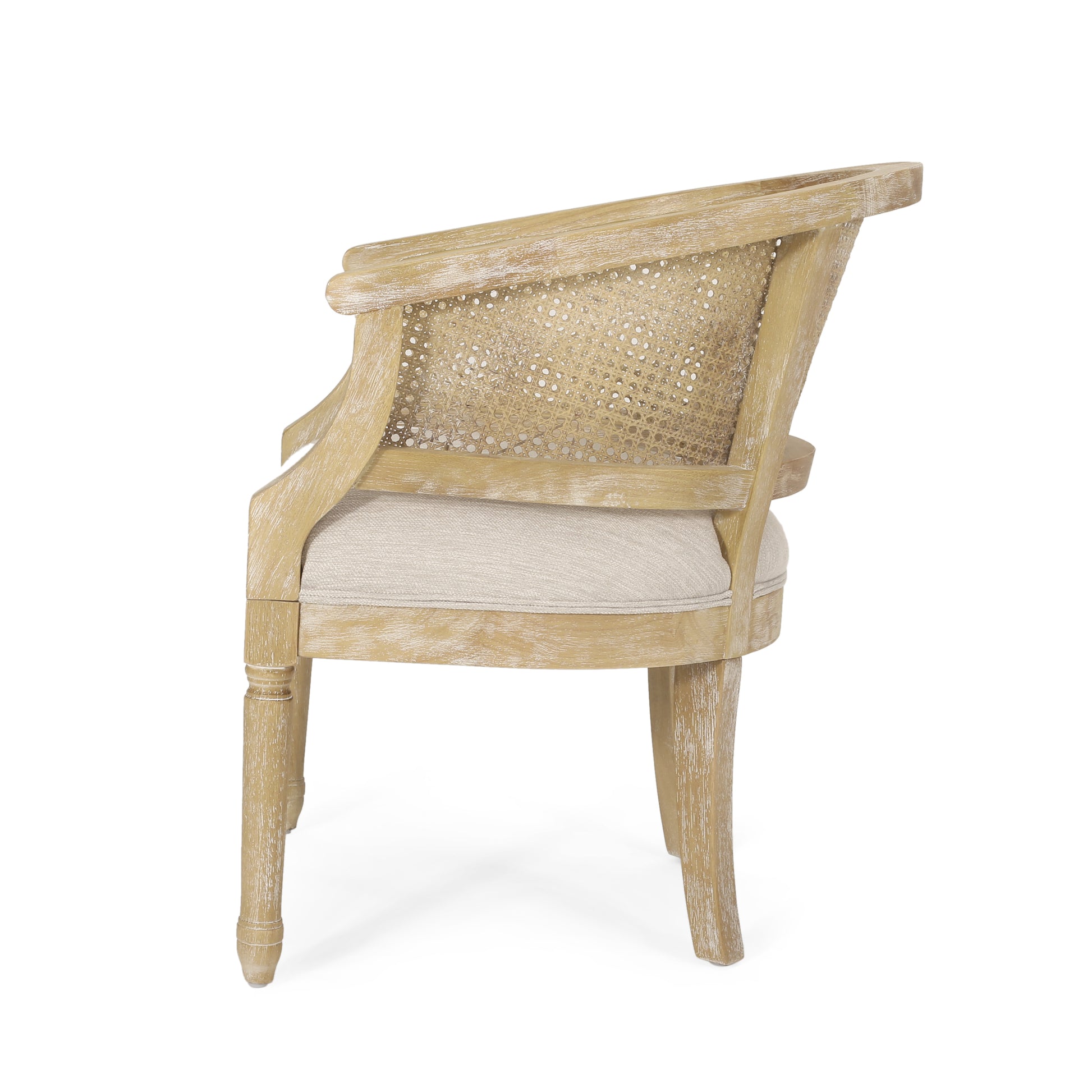 Accent Chair Beige Natural Rubber Wood