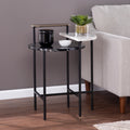 Arcklid Faux Marble End Table W Storage Black Iron