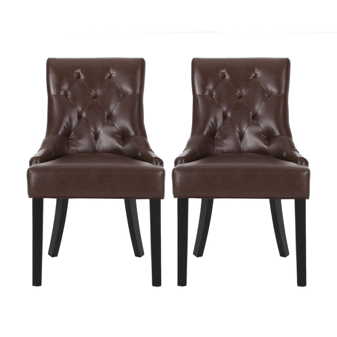 Cheney Dining Chair Kd Mp2 Set Of 2 Dark Brown Pu