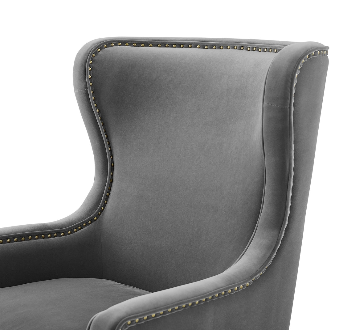 Rosco Velvet Wingback Chair Charcoal Charcoal Faux Leather