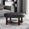 Round Ottoman Black Pu