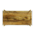 Console Table Honey Wood Metal Glass