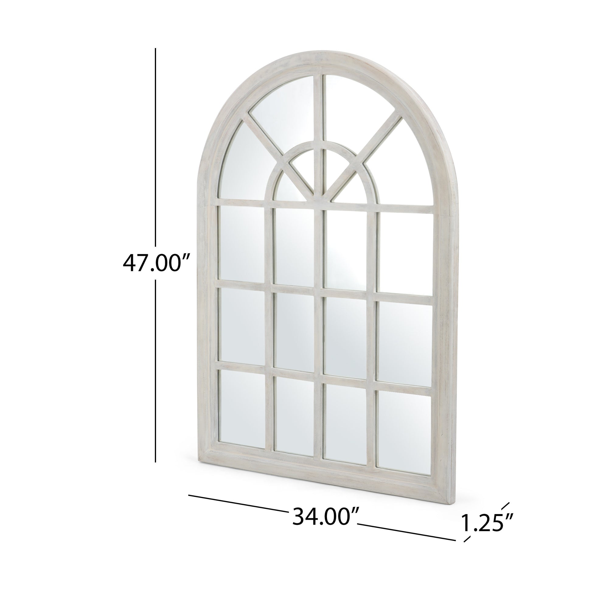 Arch Window Mirror White Wood