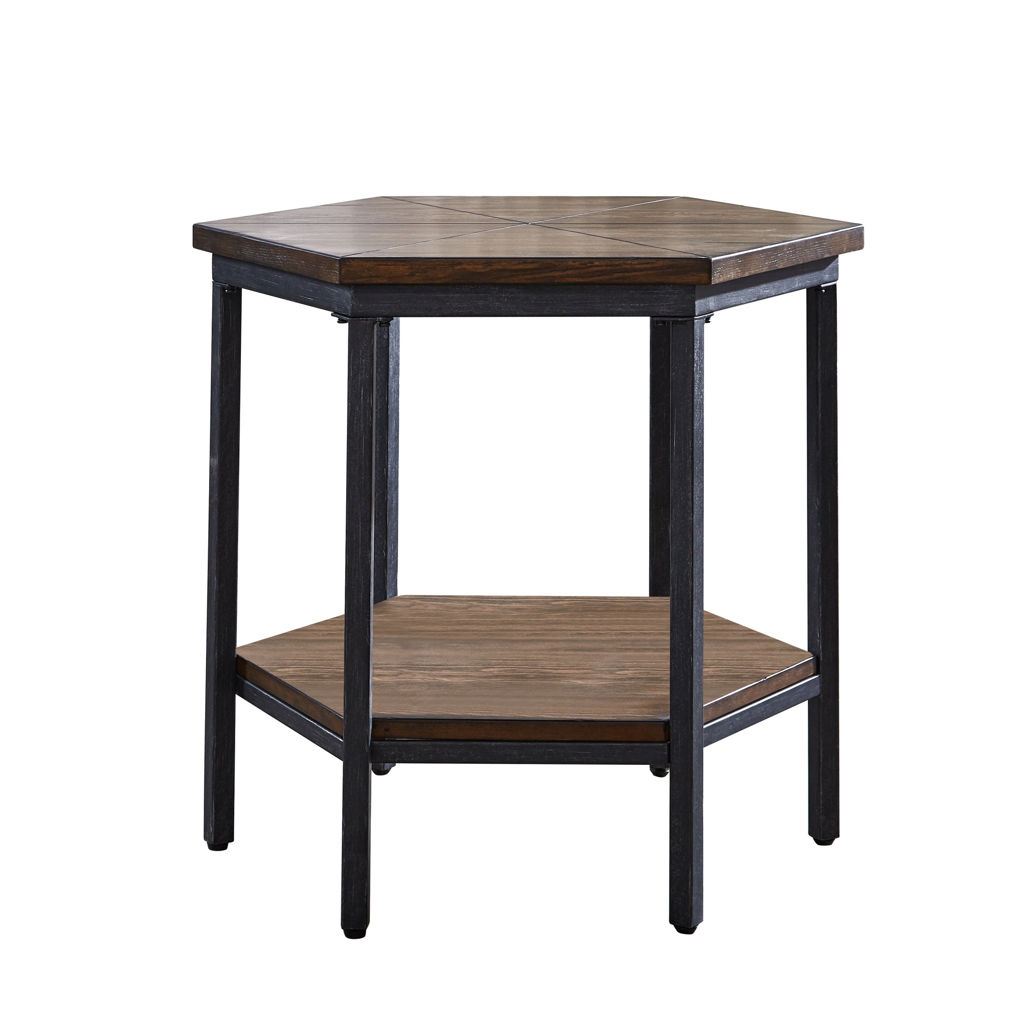 Ultimo Hexagon End Table Brown Brown Iron