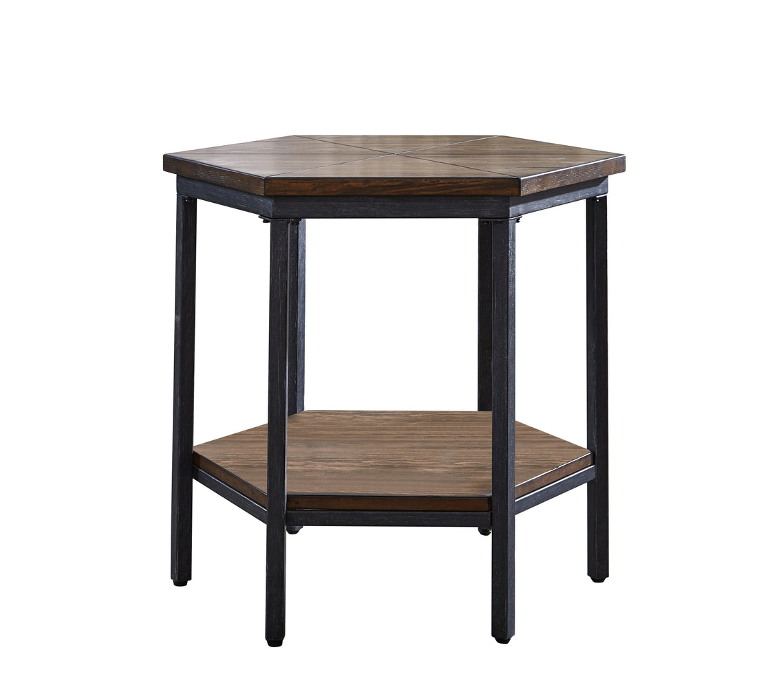 Ultimo Hexagon End Table Brown Brown Iron