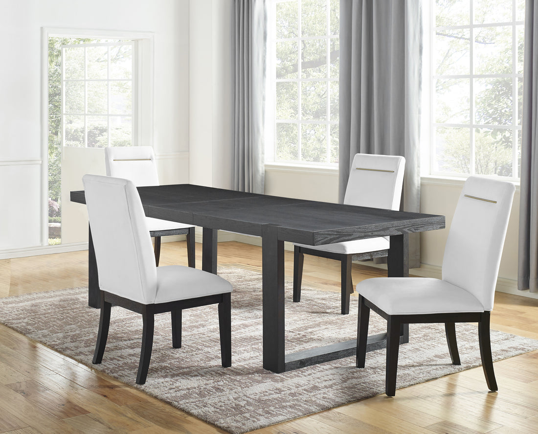 Yves 5 Piece Dining Set White & Dark Brown White Wood