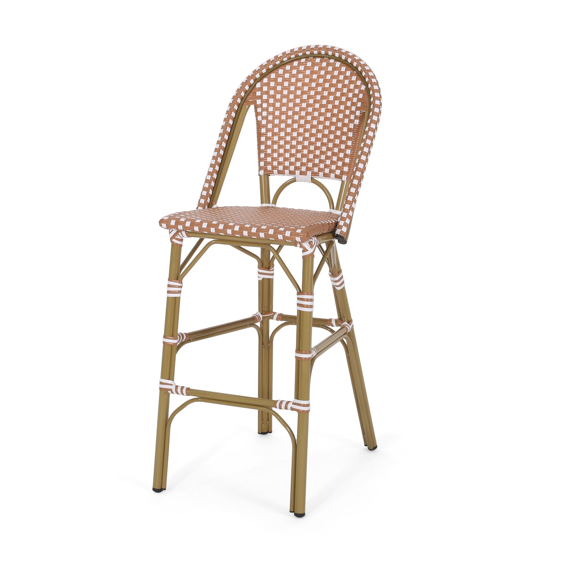 Wicker Bar Stool With Aluminum Frame Set Of 2 Rust Aluminium