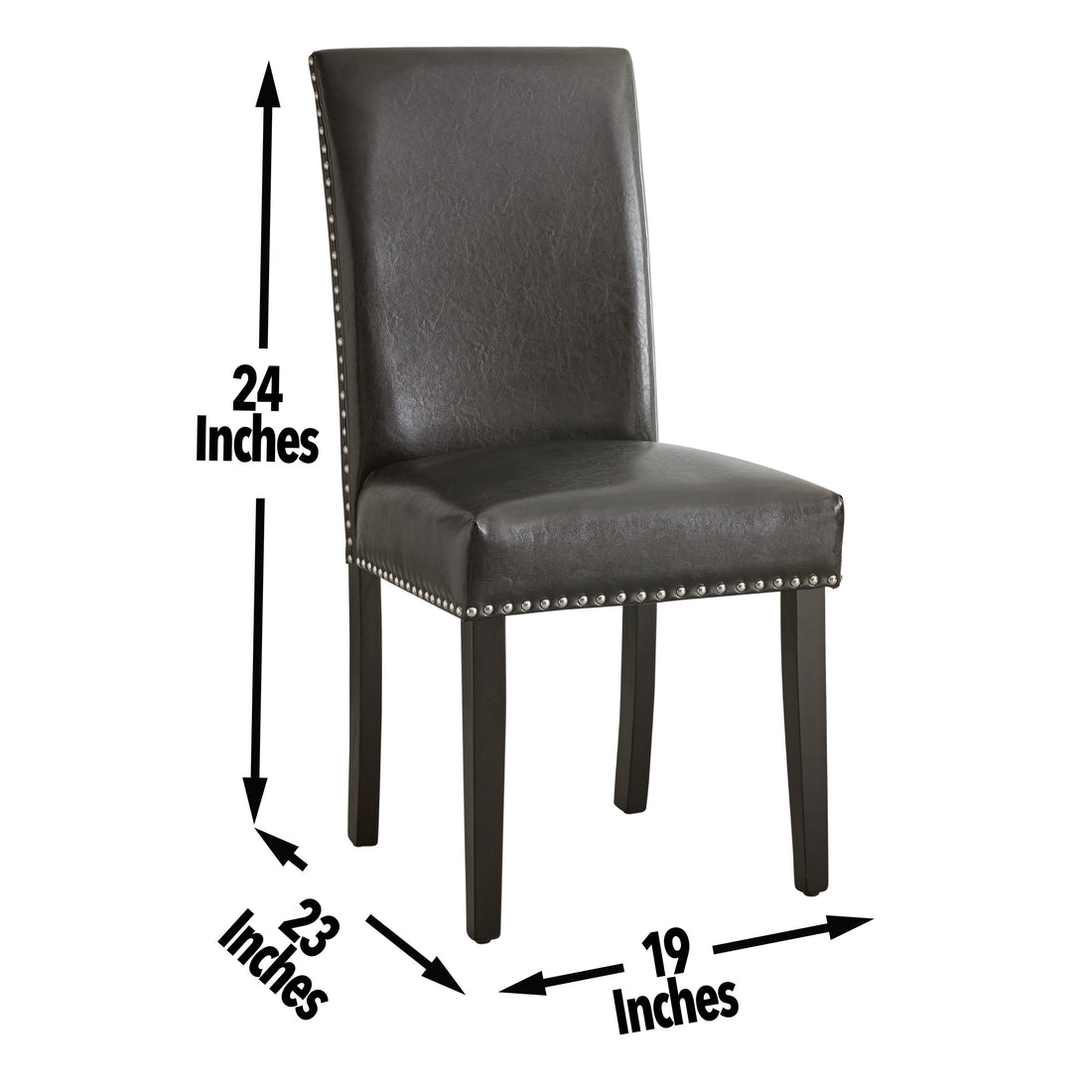 Verano Pu Side Chair Set Of 2 Gray Black Wood