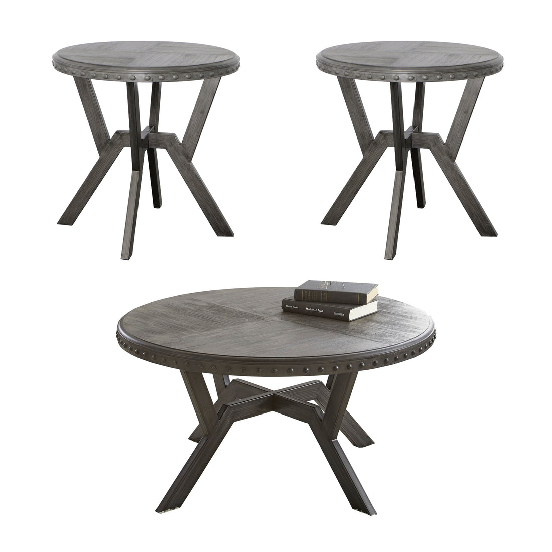 Alamo 3 Piece Table Set Gray Gray Wood