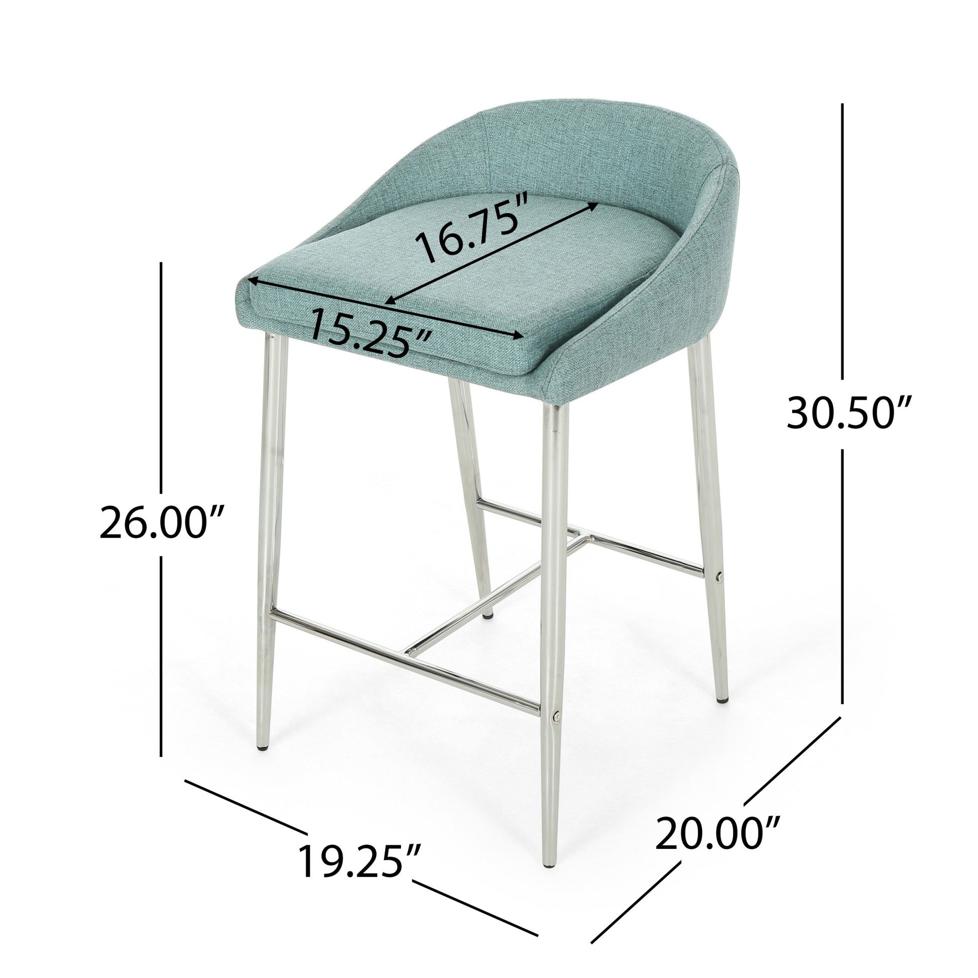 Counter Stool 2Pcs Set Blue Fabric