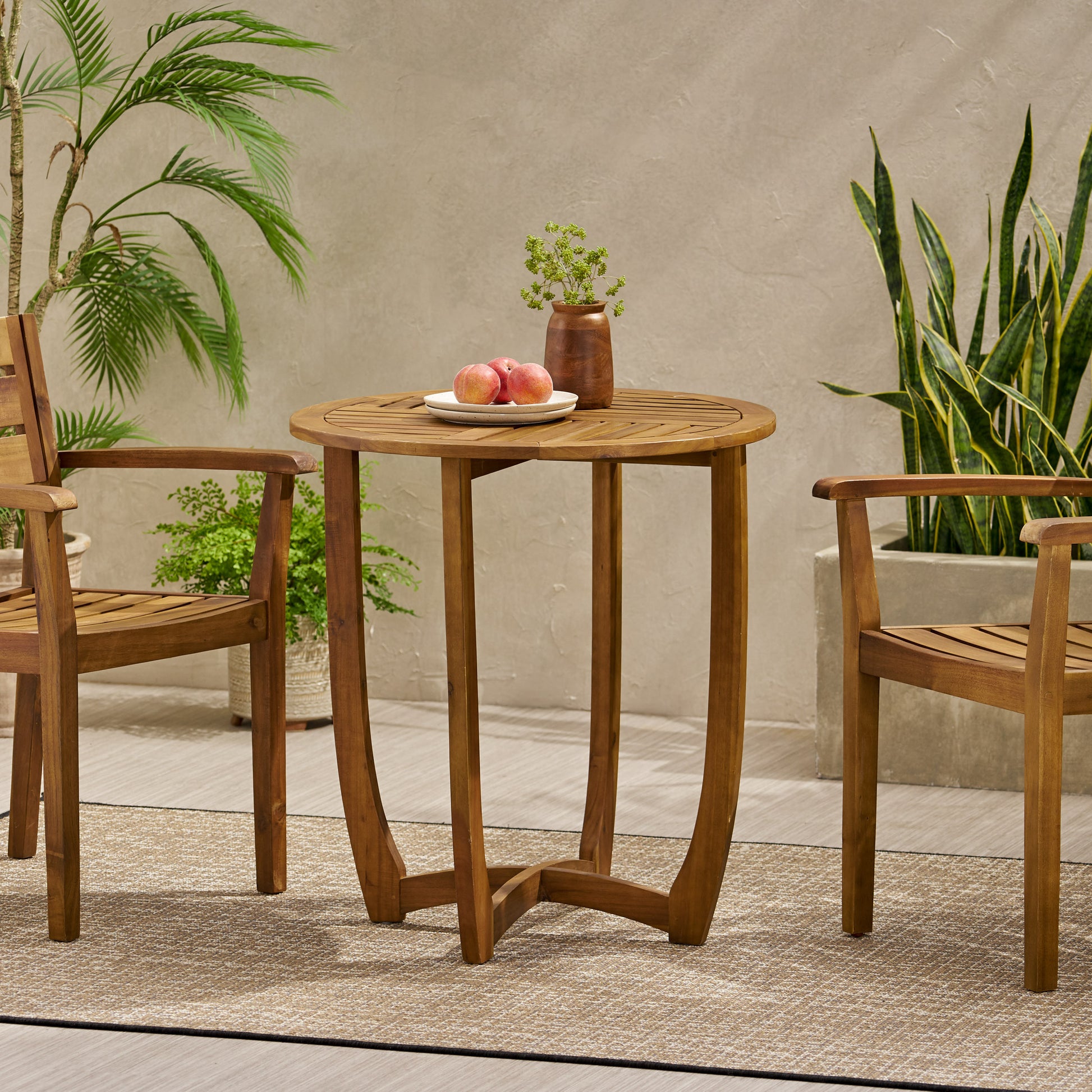 Hermosa 27.5'' Circular Wood Table Teak Acacia Wood