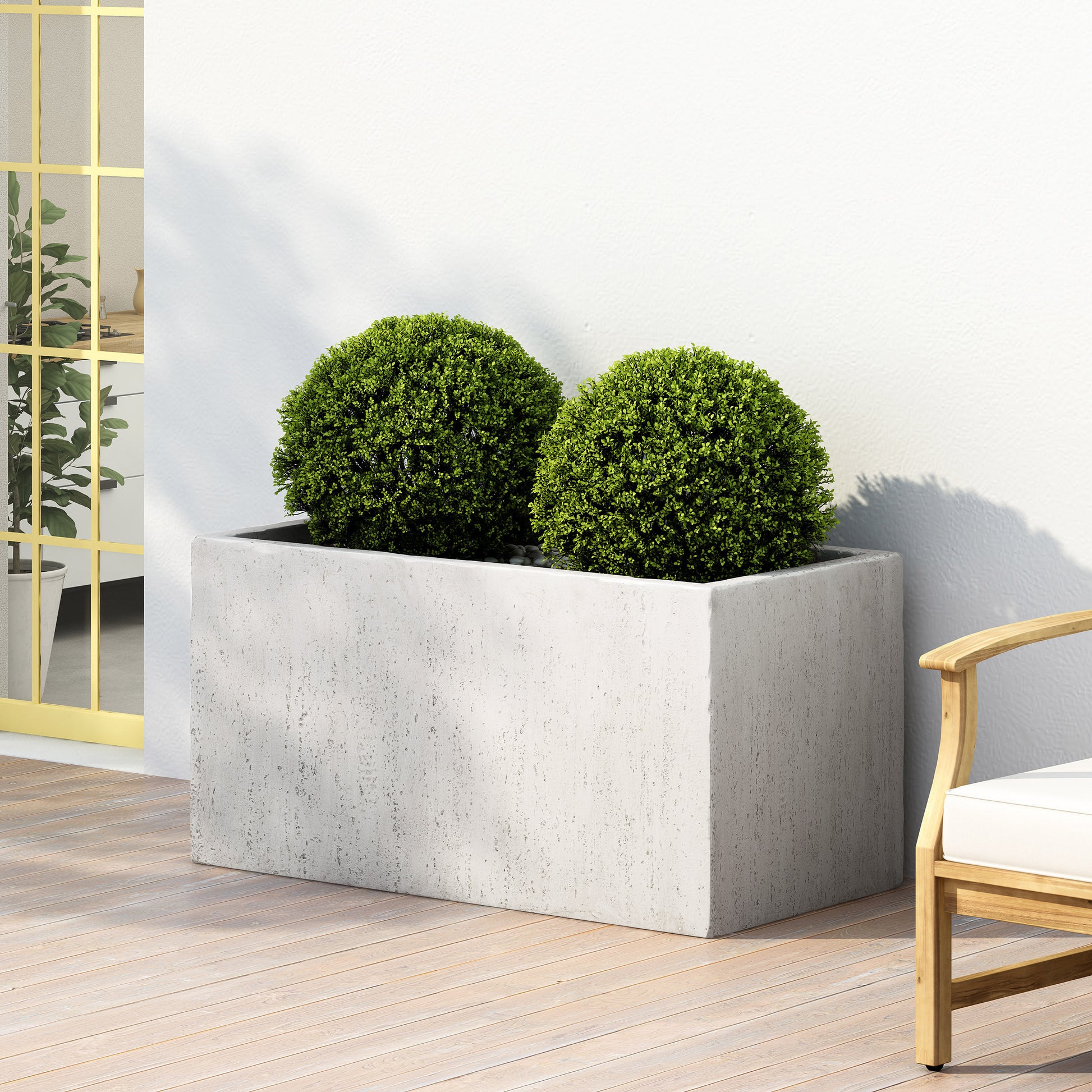 long box planters outdoor Outdoor Large Square Mgo Planter White Magnesium Oxide