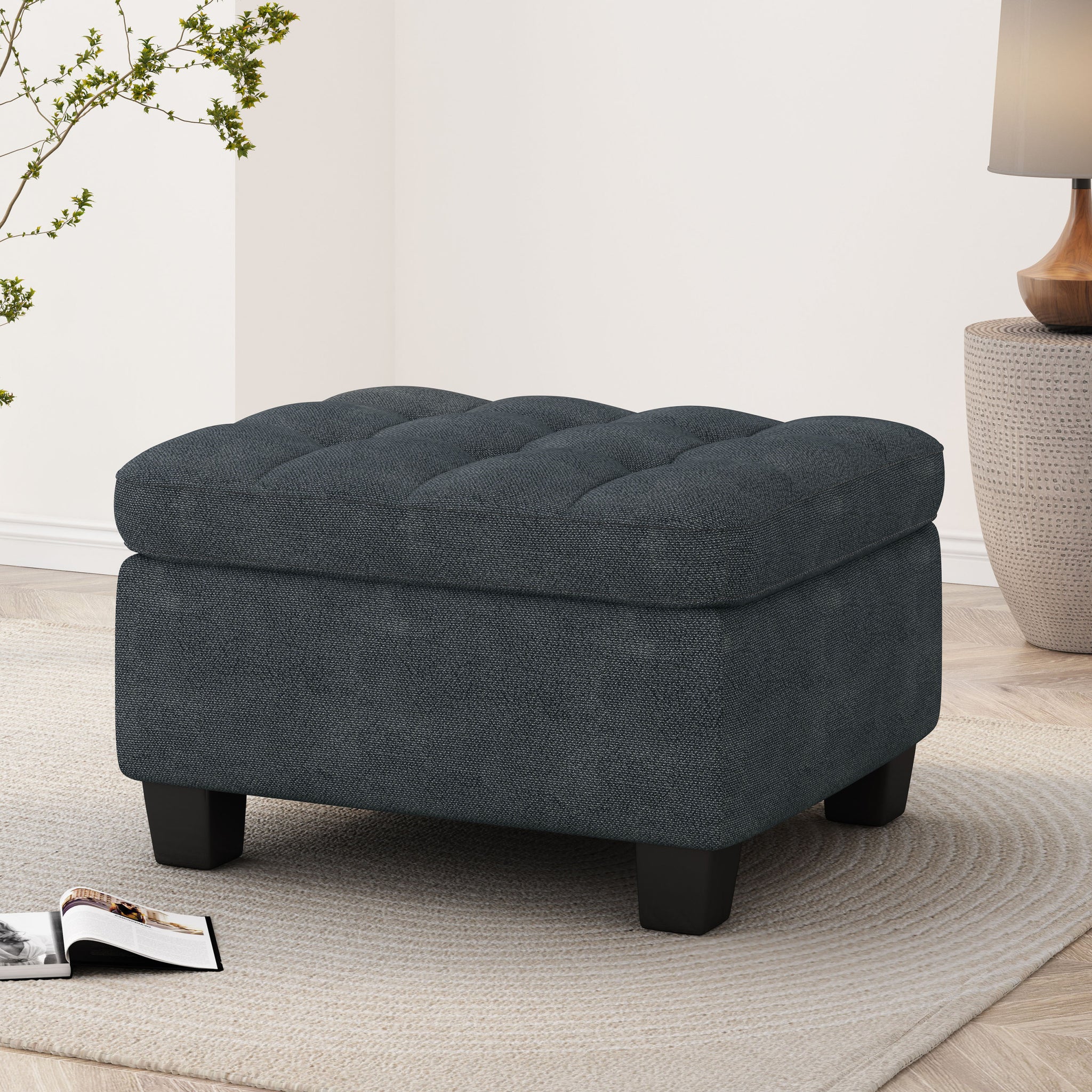 Sectional Ottoman Charcoal Fabric