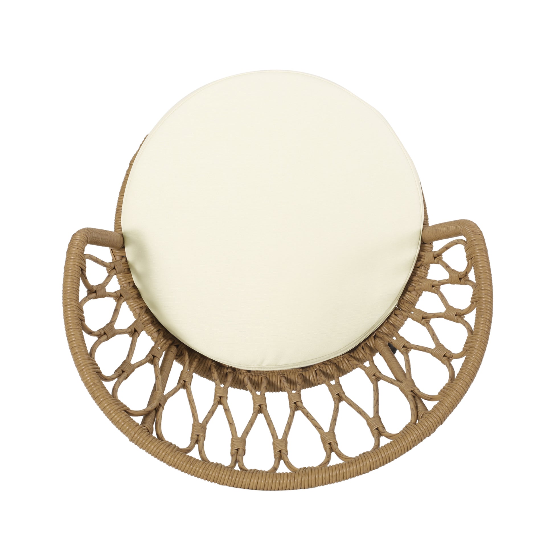 Tavon Chair,2Pcs With 2 Cushions Light Brown Foam Pe Rattan Iron