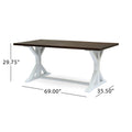 Cassia Farmhouse Dining Table Dark Brown White Acacia Wood