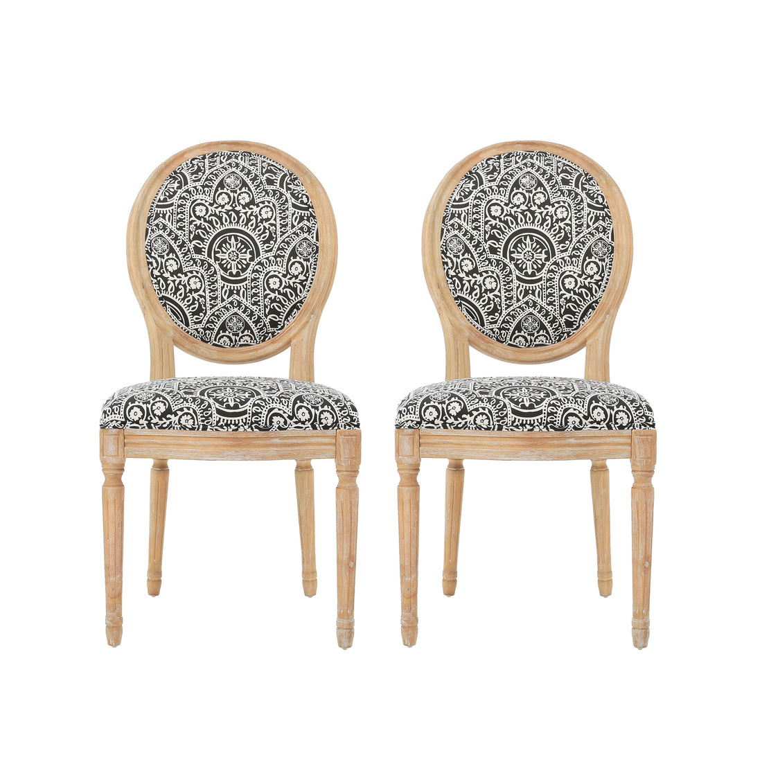 Kd Dining Chair Set Of 2 Black White Fabric