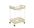 Aerin Server Cart With Casters Gold - Gold Iron