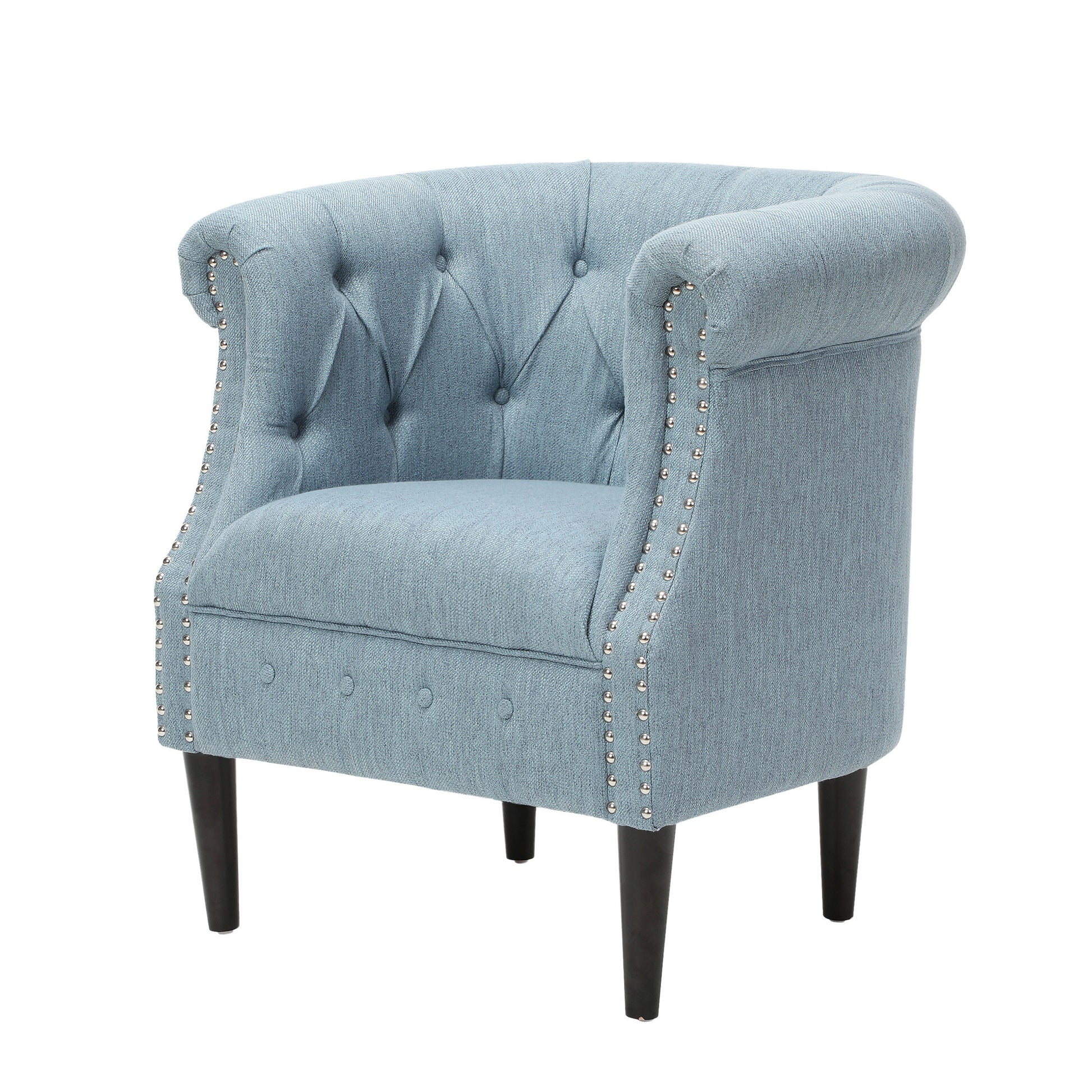 Chair Ottoman Light Blue Fabric