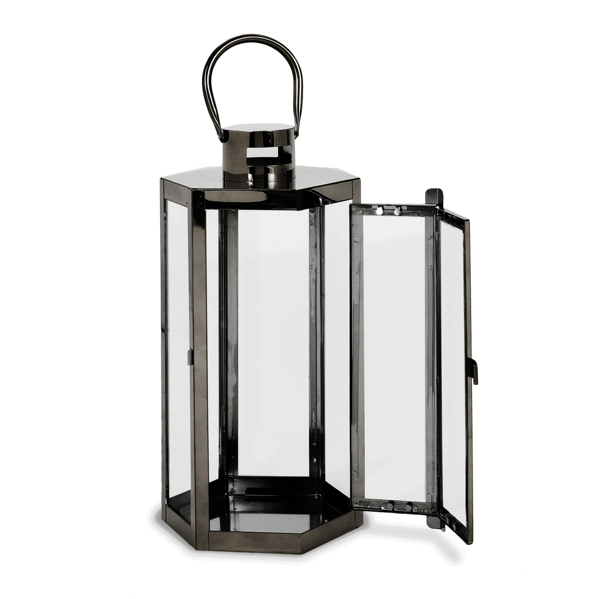 Frank 16"H Stainless Steel Lantern Black Stainless Steel