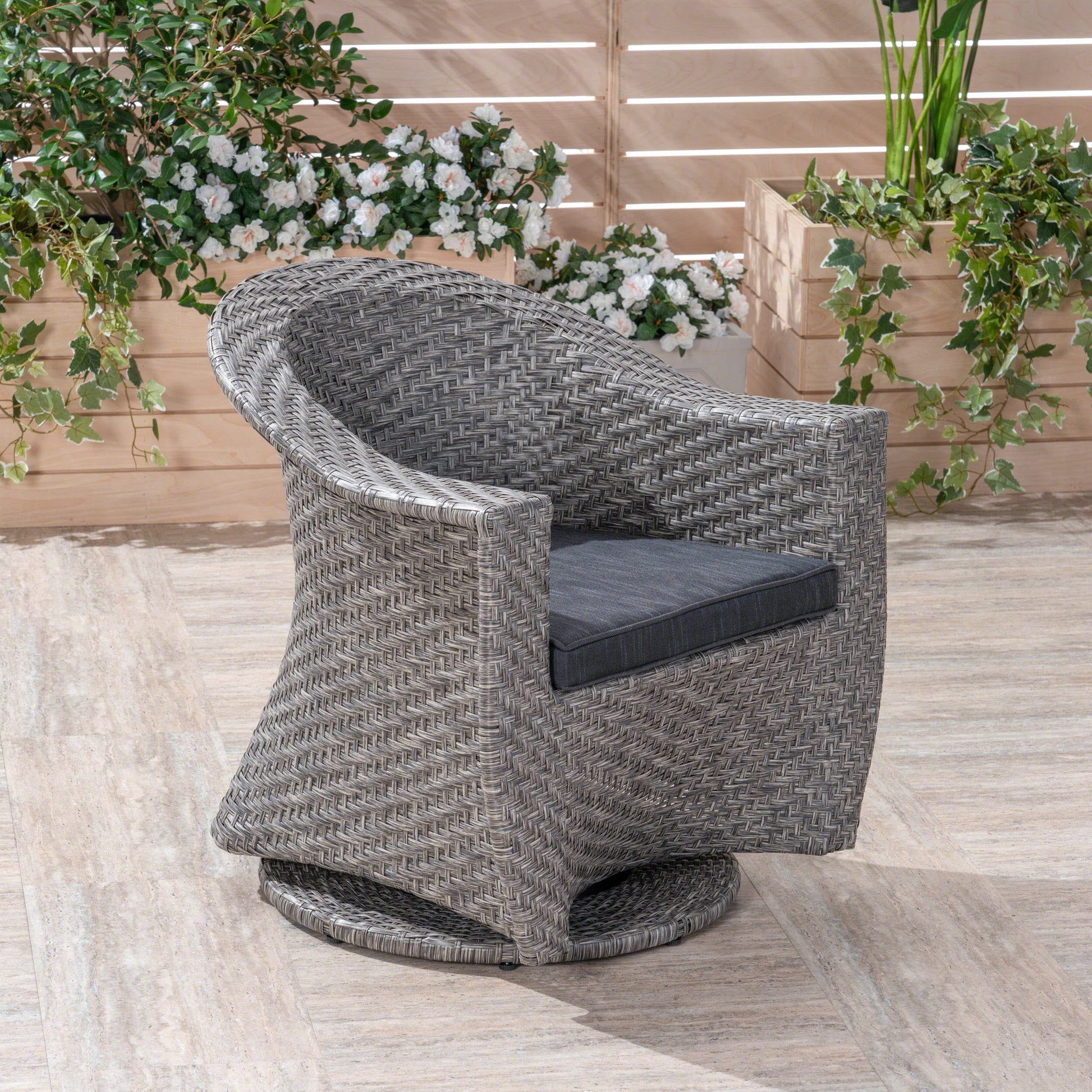 Larchmont Swivel Chair Grey Black Fabric