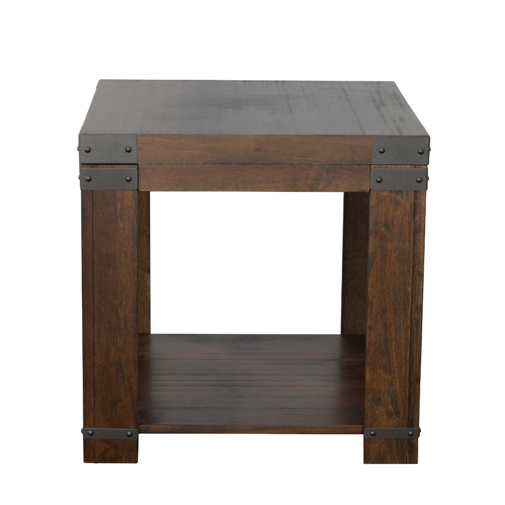 Modern Industrial Lift Top End Table Hardwood Solids, Mango Veneers Medium Cherry Finish, Metal Bracket Accents Functional And Stylish Design Cherry Solid Wood Mdf