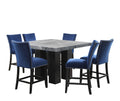 Camila 7 Piece Dining Set Blue Marble