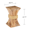 Turvey Square Side Table W Brass Accents Natural Solid Wood