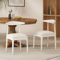 Dining Chair Set Of 2 White Fabric