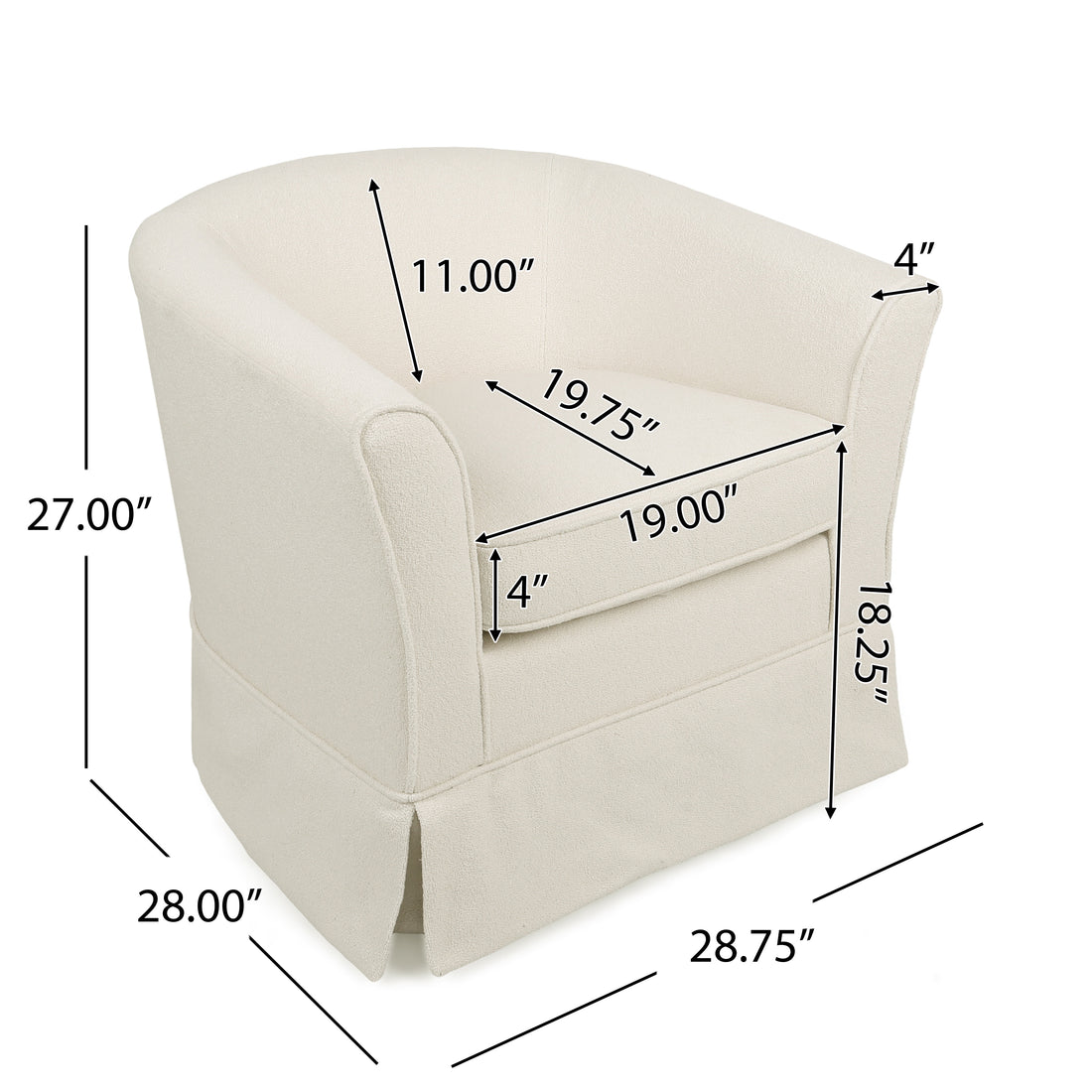 Swivel Chair White Fabric