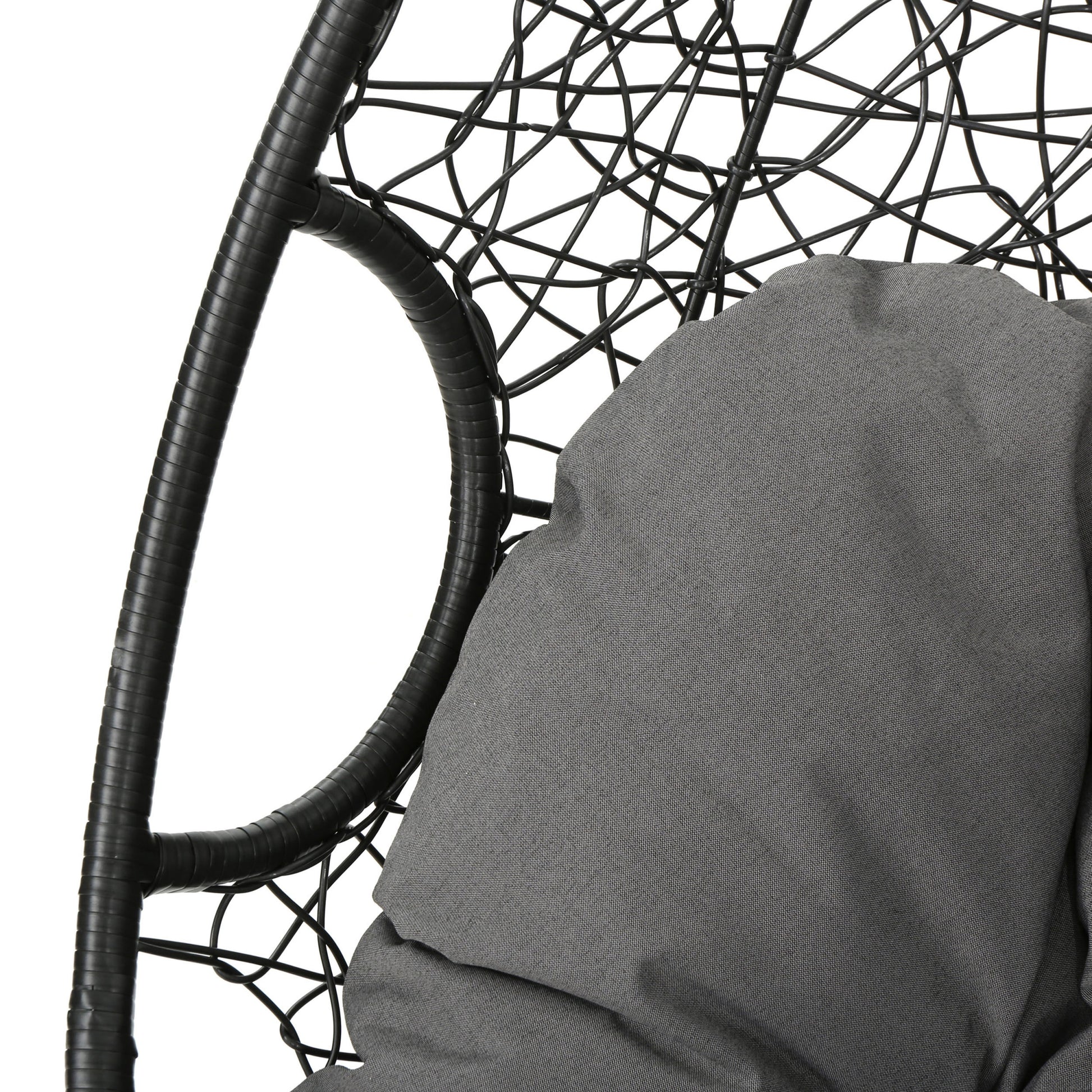 Kylie Hanging Basket Grey Only Basket ,Not Include A Hanging Stand Gray Rattan Waterproof Fabric Metal