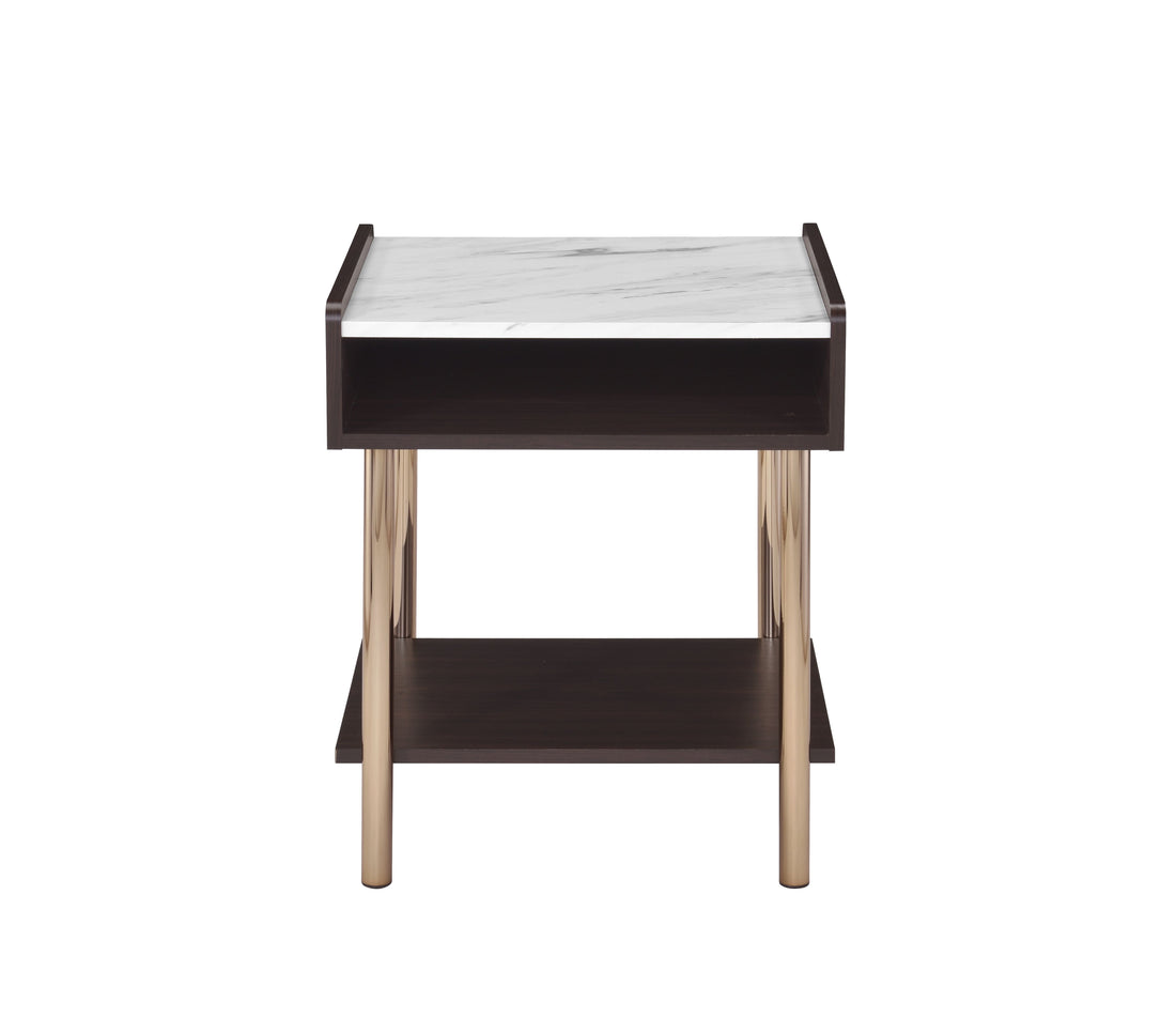 Carrie End Table Brown Brown Wood