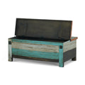 Mango Wood Handmade Distressed Storage Coffee Table Multicolor Metal & Wood