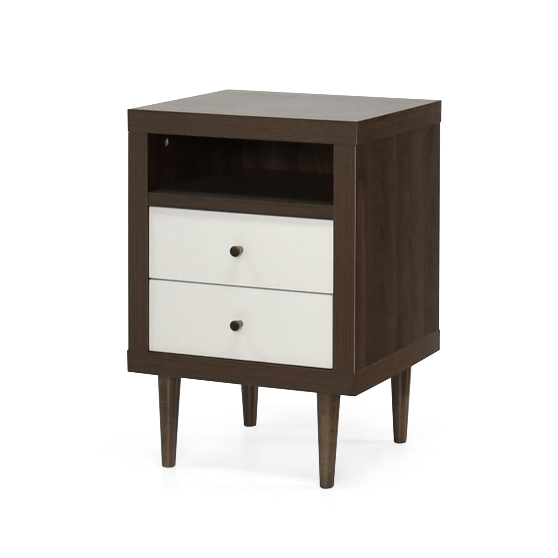 2 Drawer Nightstand Walnut Mdf