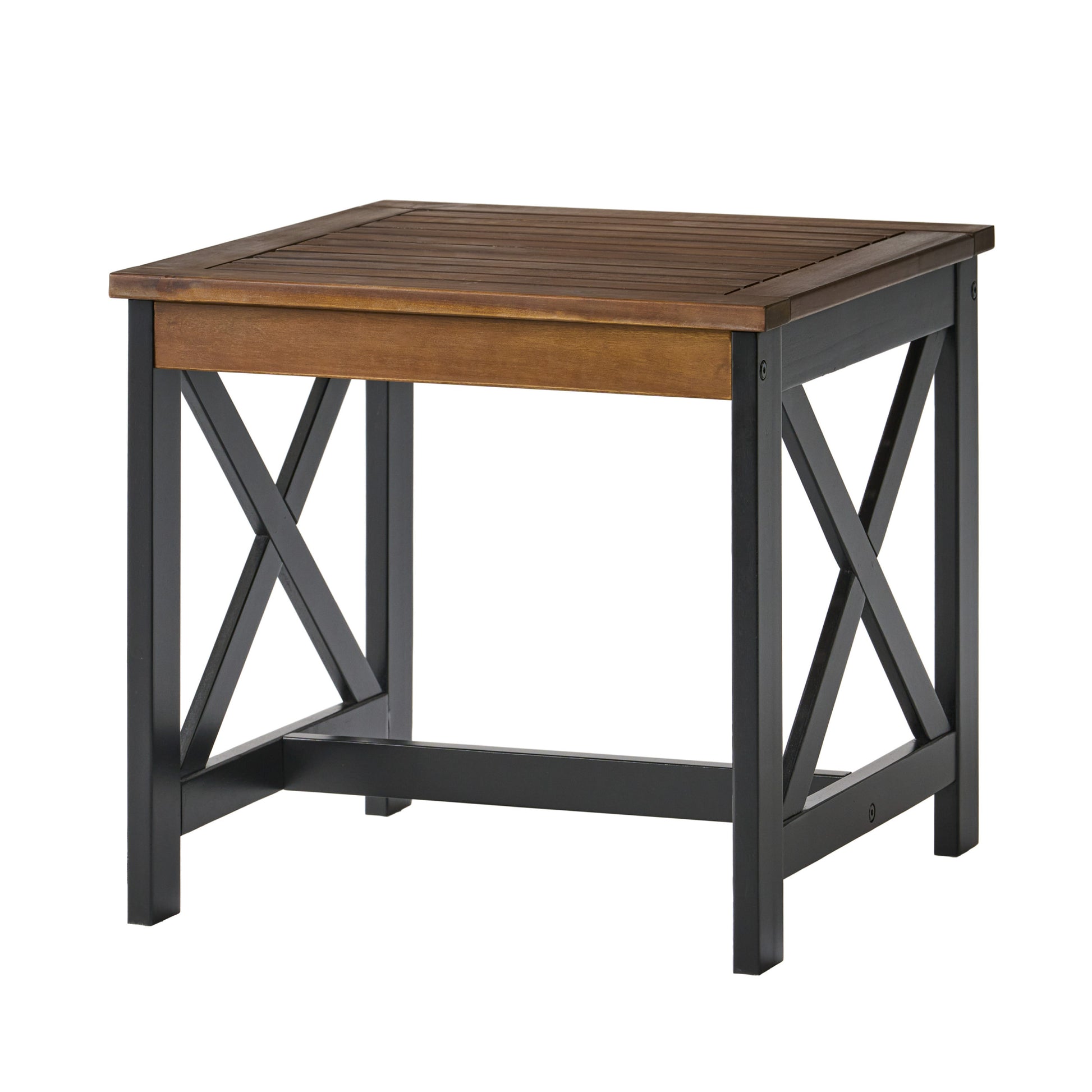 Farmhouse End Table Black Brown Wood