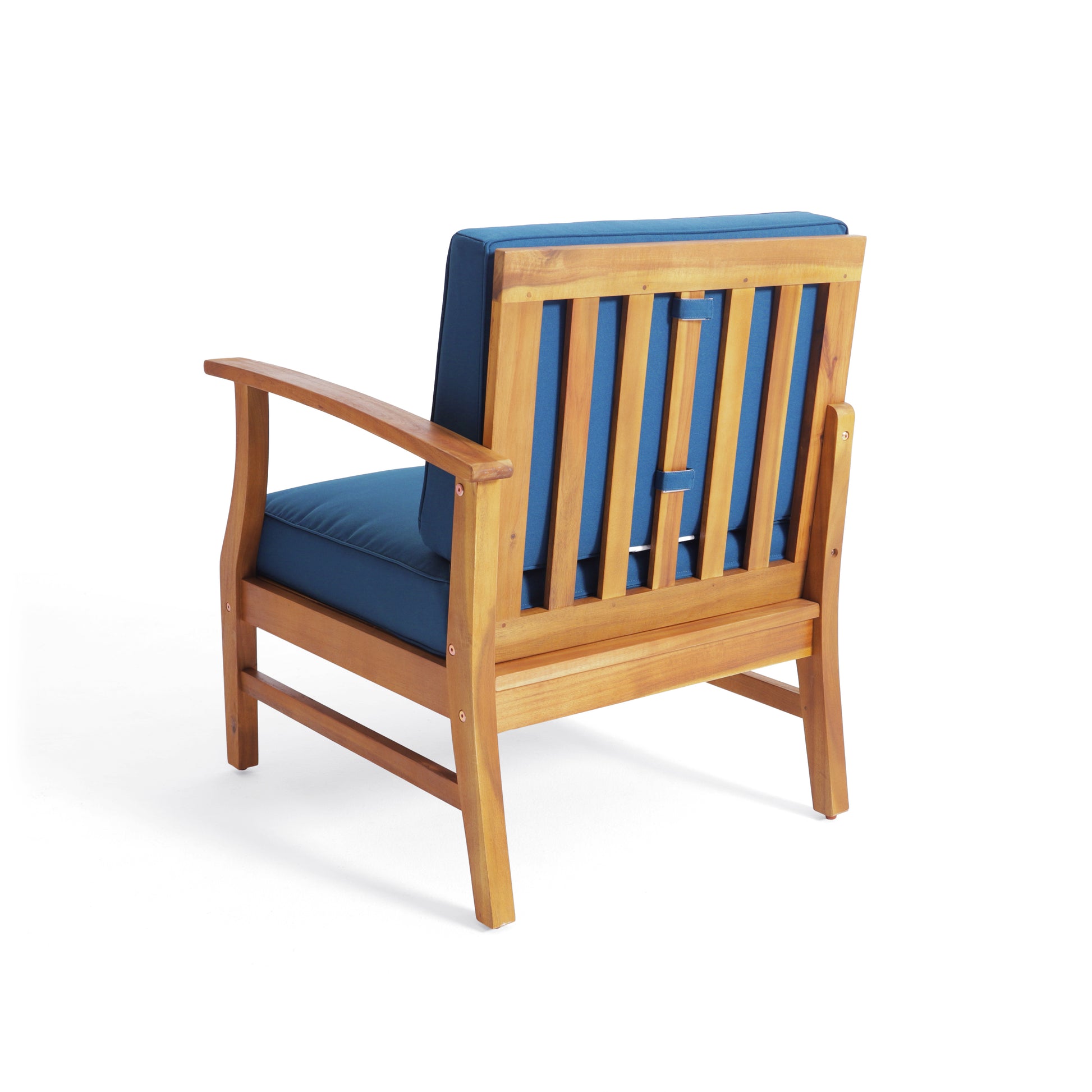 Perla 3 Seater Sofa And Table Set, Blue Blue Acacia Wood