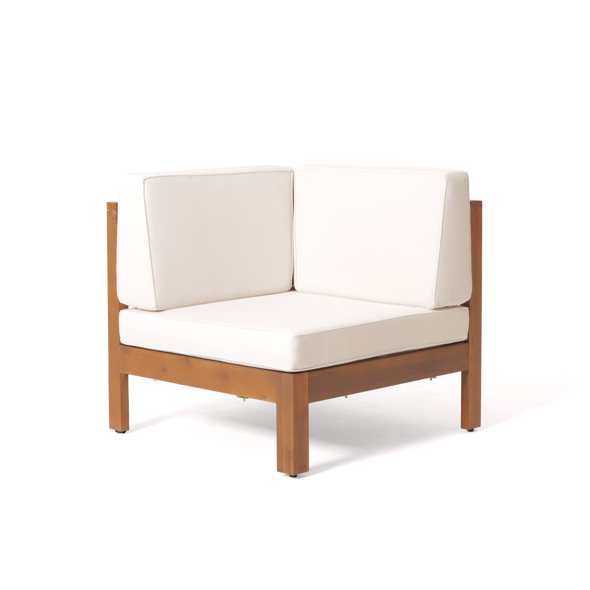 Oana Outdoor Wooden Sectional Set With Cushions, Beige Beige Acacia Wood