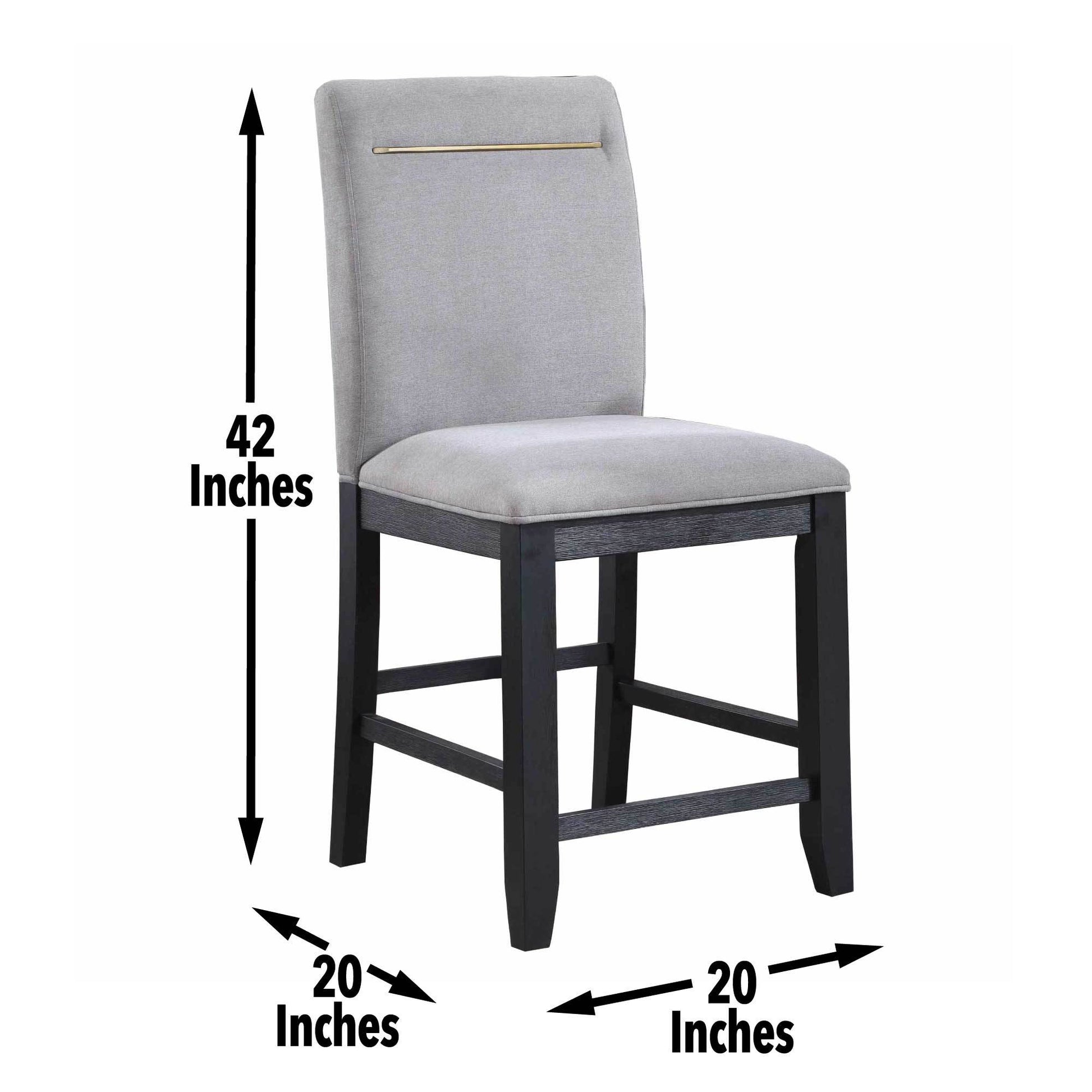 Yves Counter Chair Set Of 2 Gray Silver White Fabric