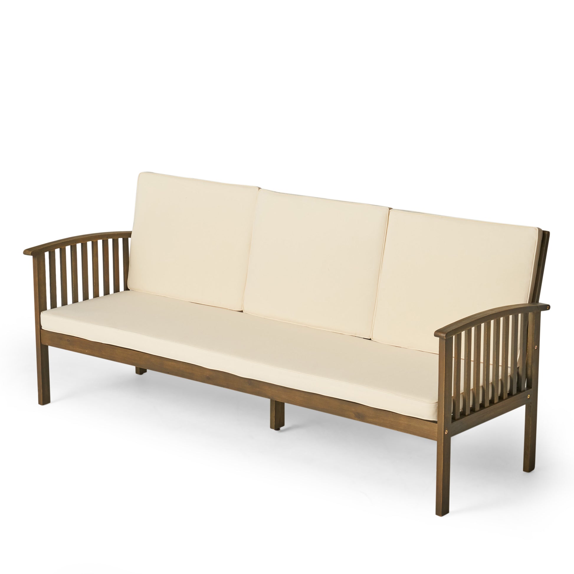 Casa 3 Seater Grey Cream Wood Waterproof Fabric