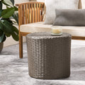 Kingstown Rd Barrel Side Table Grey Rattan