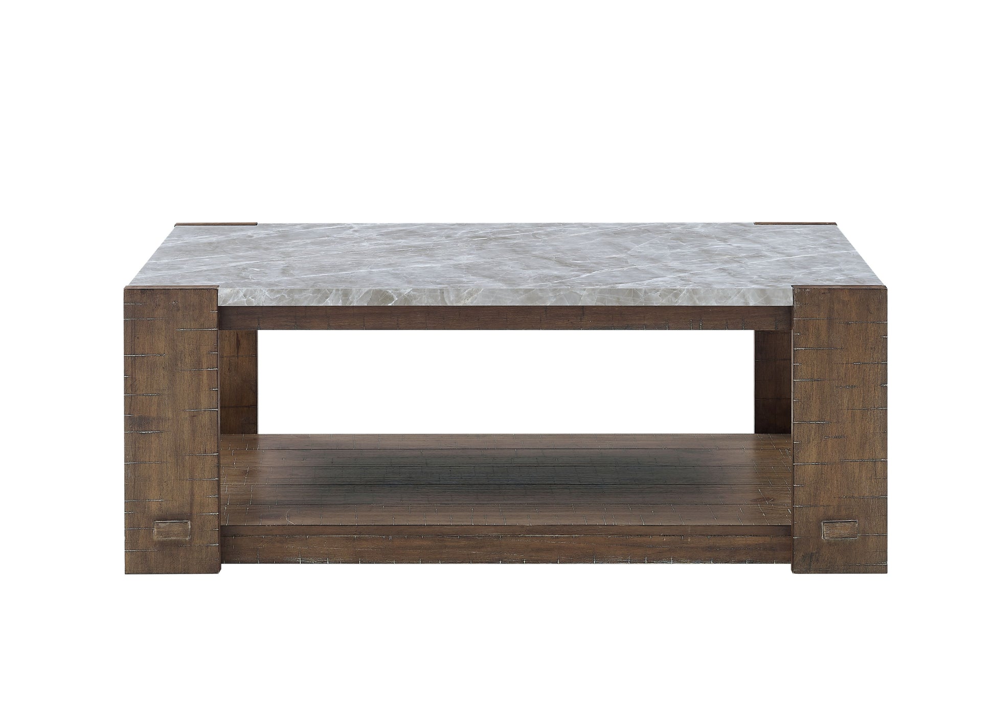 Libby Sintered Stone Coffee Table With Casters Brown Brown Wood