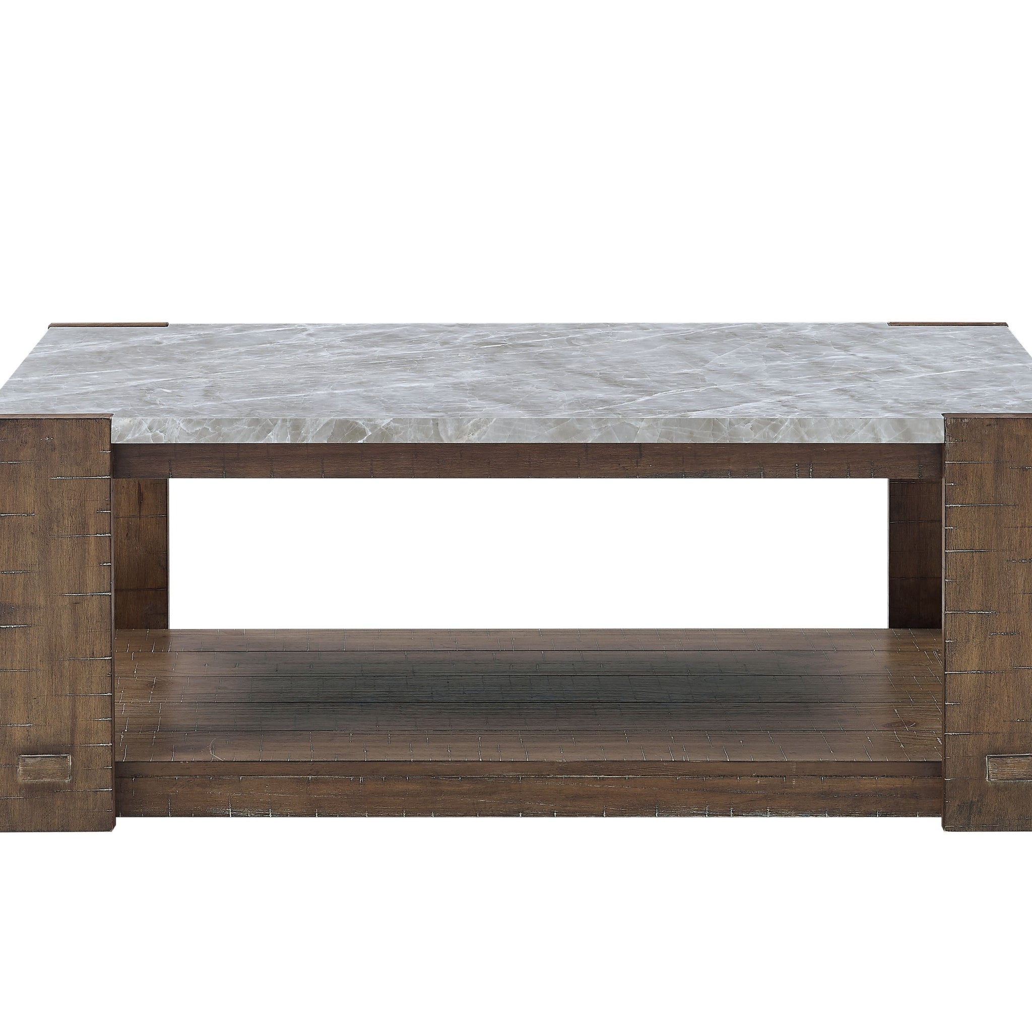 Libby Sintered Stone Coffee Table With Casters Brown Brown Wood